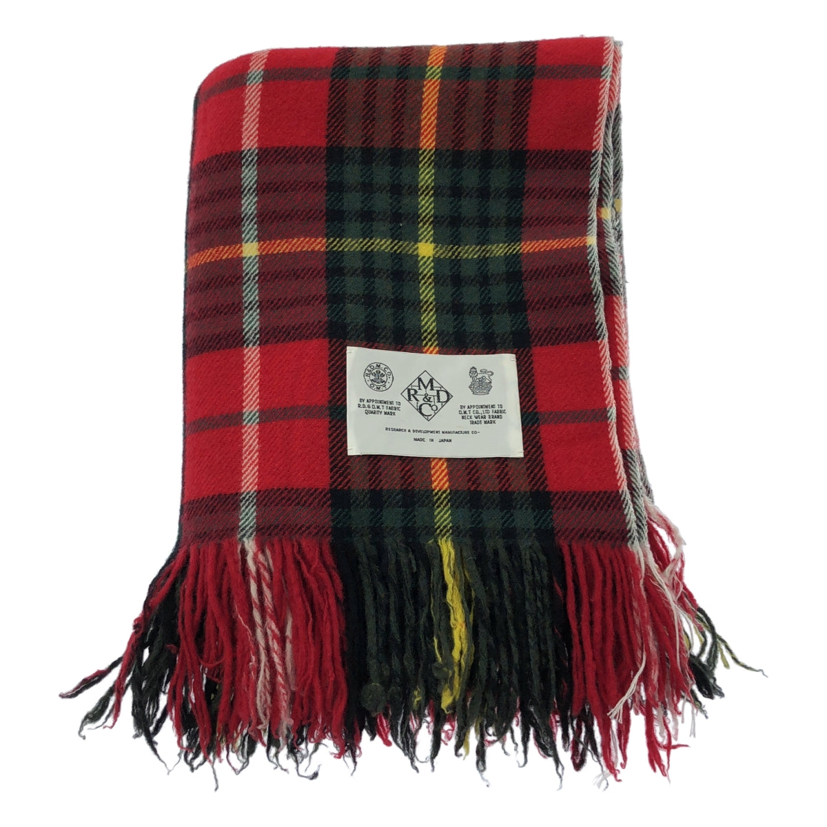 R&amp;D.M.Co / 올드 맨즈 테일러 | 대형 울 체크 프린지 스톨 머플러 | 멀티 컬러