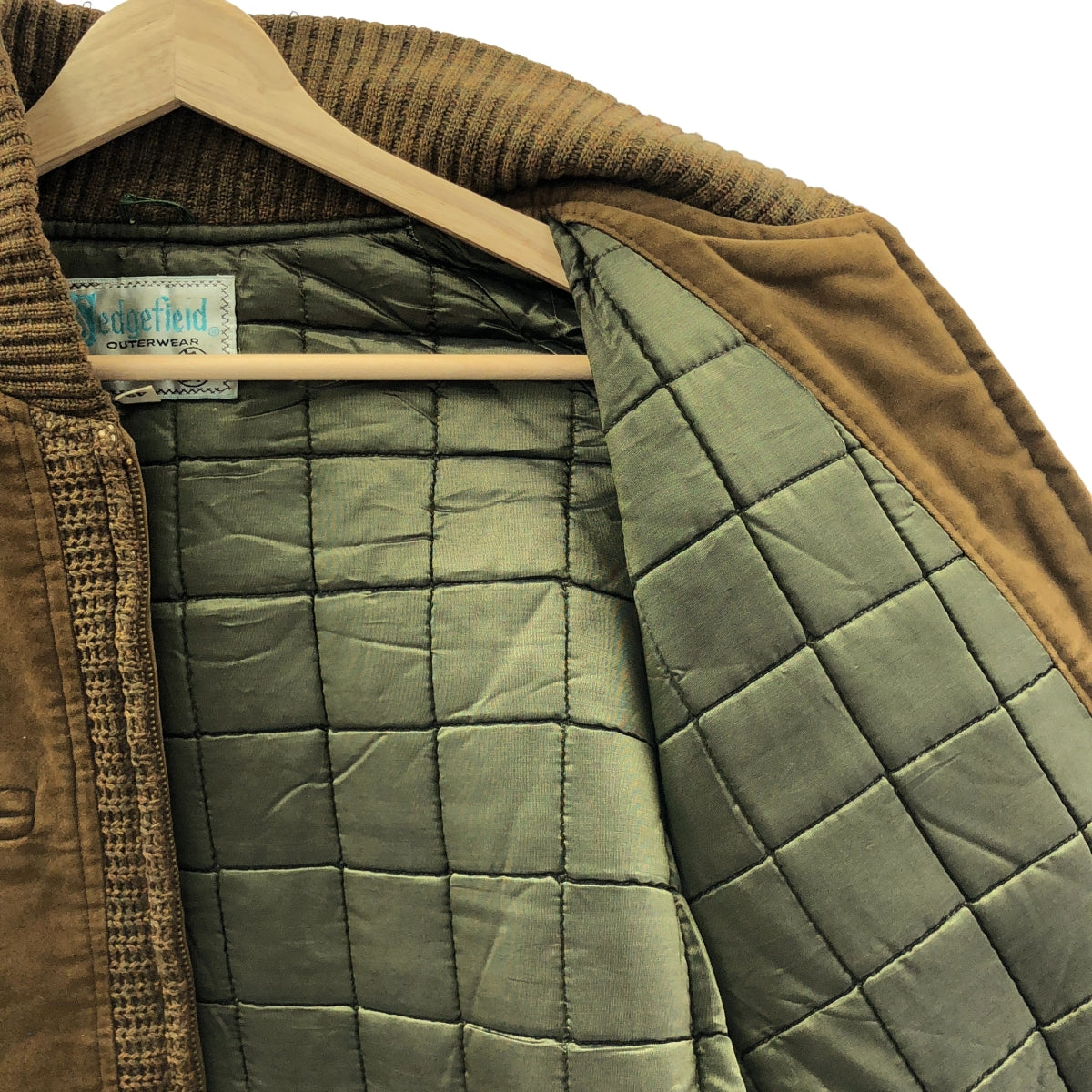 VINTAGE / ヴィンテージ古着 | 1950s ヴィンテージ SEDGE FIELD BLUE BELL ベロア切替 ニットジャケット 中綿キルティング | 42 | メンズ