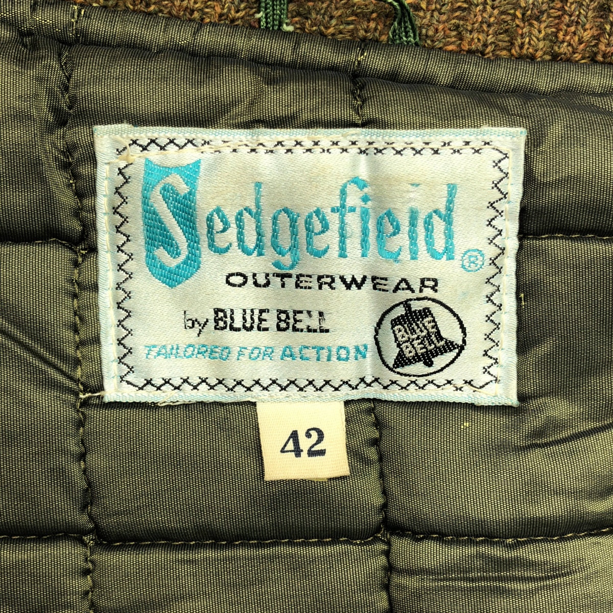 VINTAGE / 빈티지 헌옷 | 1950s 빈티지 SEDGE FIELD BLUE BELL 벨루어 전환 니트 재킷 안솜 퀼팅 | 42 | 남성