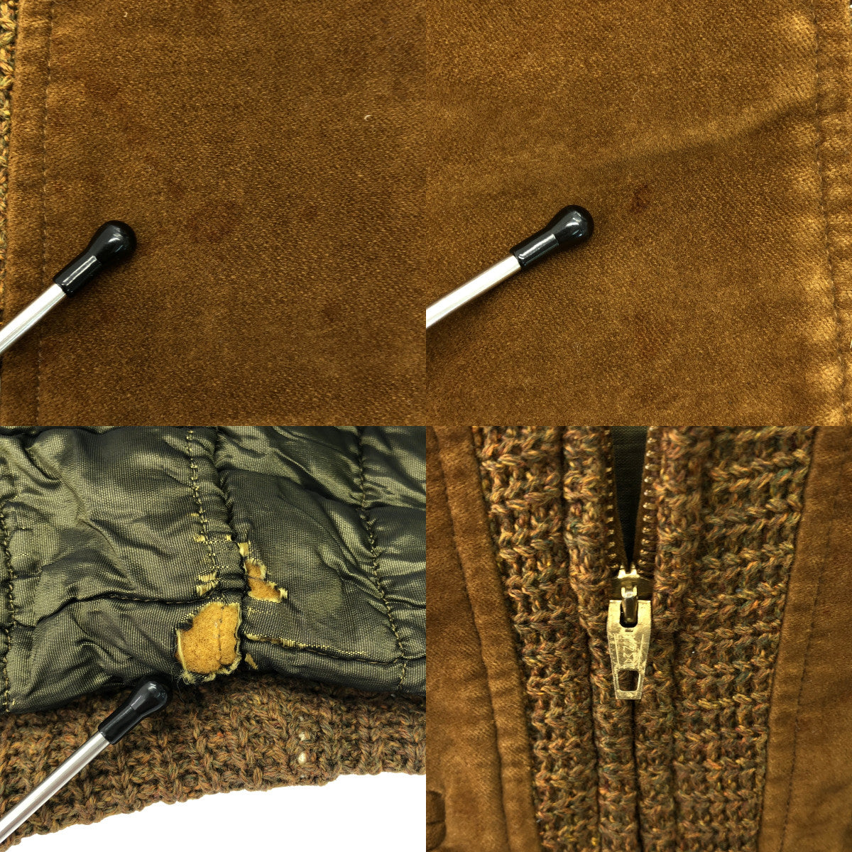 VINTAGE / 빈티지 헌옷 | 1950s 빈티지 SEDGE FIELD BLUE BELL 벨루어 전환 니트 재킷 안솜 퀼팅 | 42 | 남성