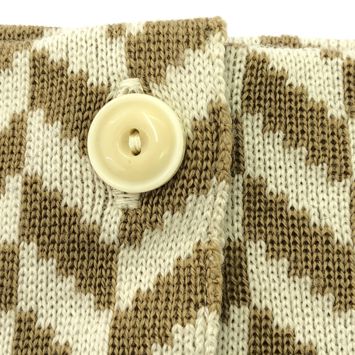 【美品】  TAN / タン | 2020AW | 総柄 モザイクパターン フロントボタン ニット スカート | F | ブラウン/ベージュ | レディース