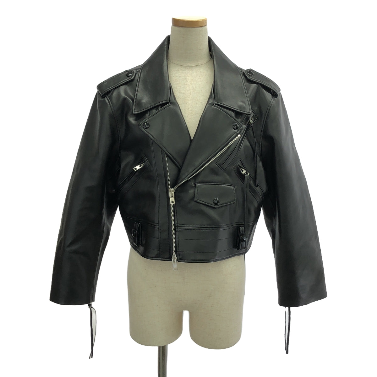 [狀況良好] Maison Margiela | 2020秋冬 |繫帶雙騎士夾克 |尺寸 40 |黑色 |女性的
