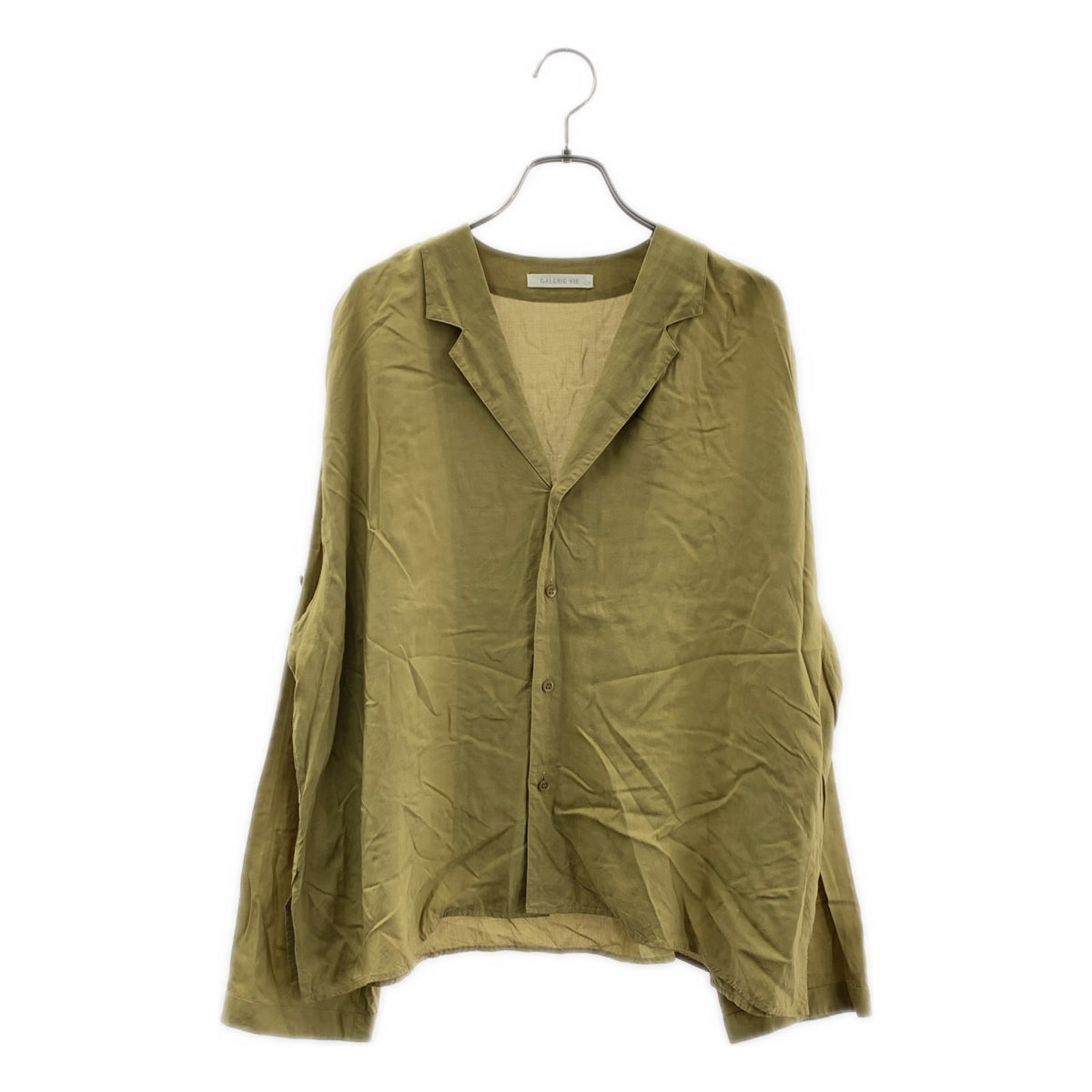 GALERIE VIE / ギャルリーヴィー | 2021SS | ウォッシャブルレーヨン オープンカラーワイドシャツ | 36 | カーキ系 | レディース