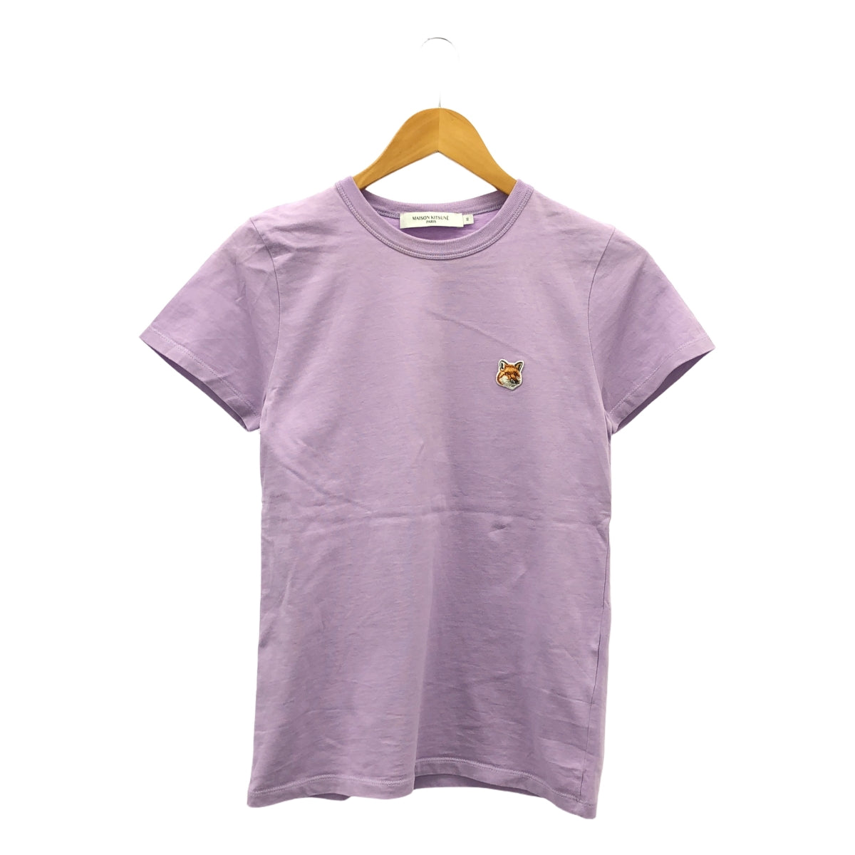 MAISON KITSUNE |棉質狐狸頭貼片T卹 | XS |紫色 |女性的