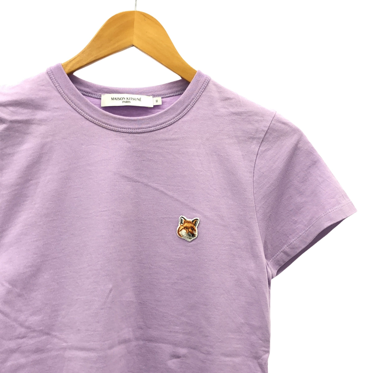MAISON KITSUNE |棉質狐狸頭貼片T卹 | XS |紫色 |女性的