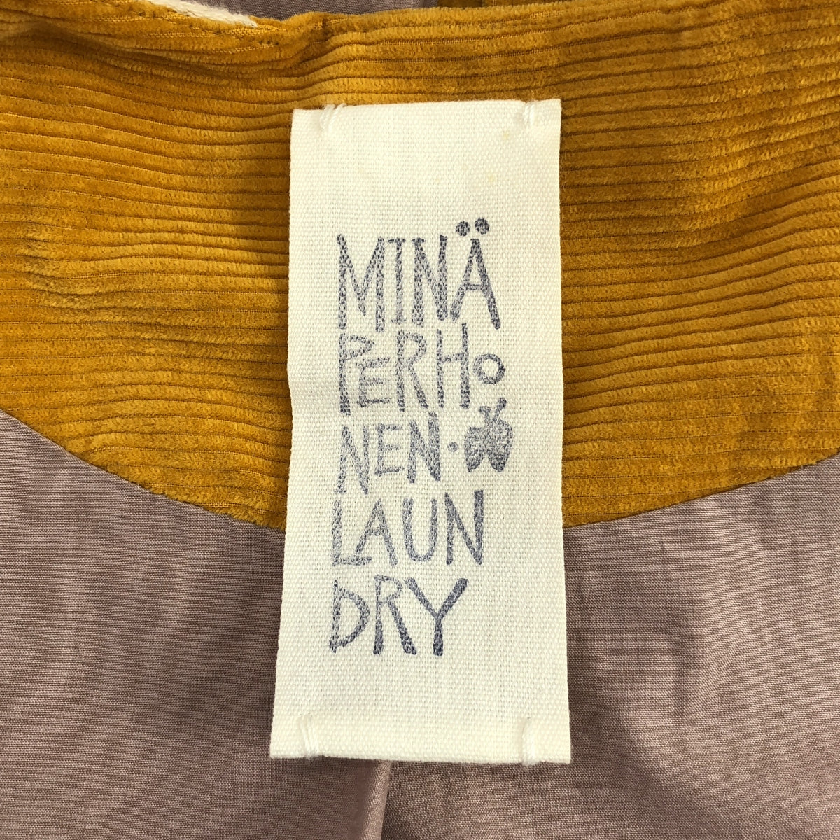 [狀況極佳] mina perhonen | dear | 刺繡無領大衣 | 全襯裡 | 38碼 | 芥末黃 | 女款