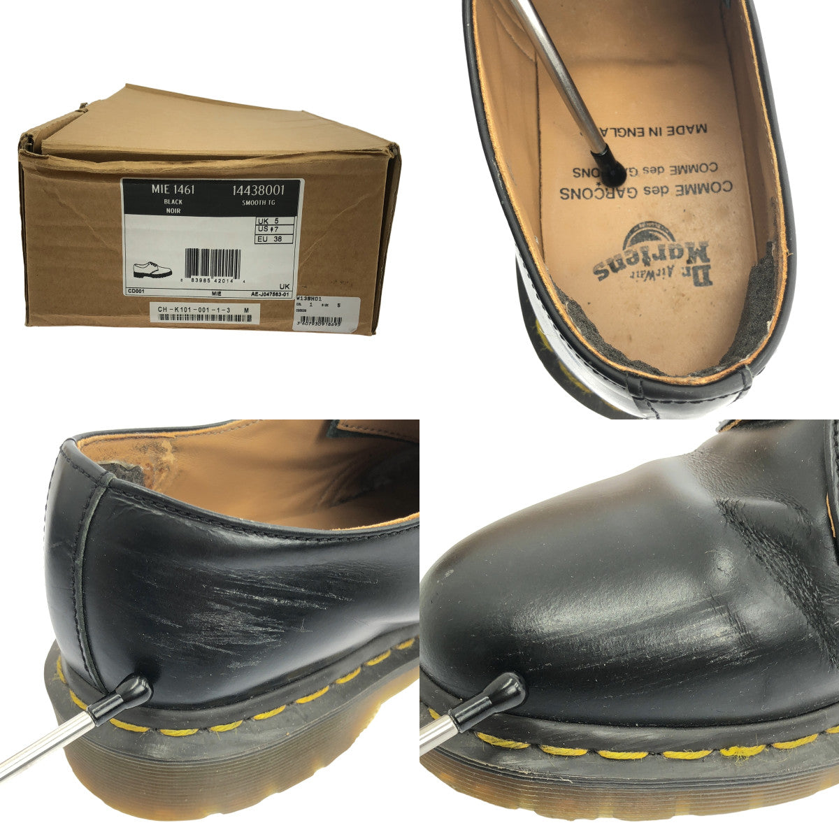COMME des GARCONS COMME des GARCONS / Comme des | × Dr.martens 1461 3 孔鞋 |英國5 |黑色|女性的