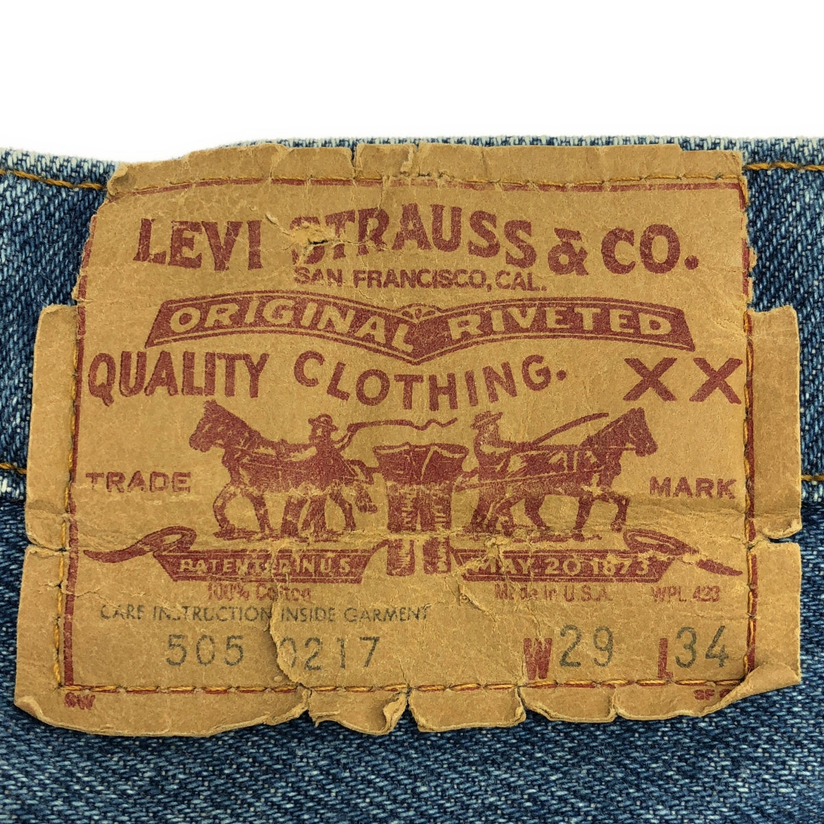Levi's | 80 年代復古 505-0217 牛仔褲雕刻 650 | W29 L34 |靛藍 |男士