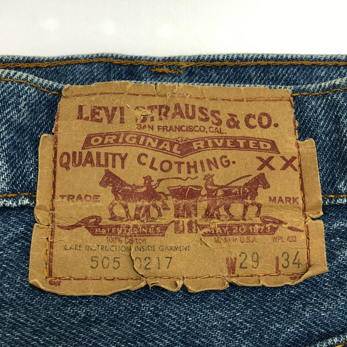 Levi's | 80 年代復古 505-0217 牛仔褲雕刻 650 | W29 L34 |靛藍 |男士