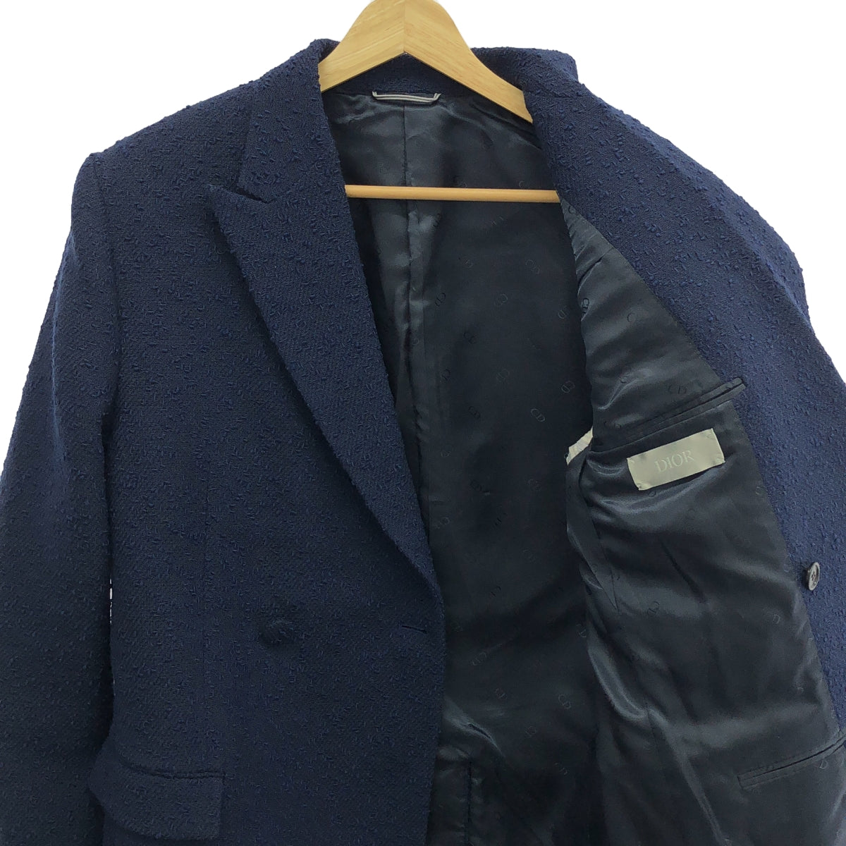 【美品】  Dior homme / ディオールオム | Wool and Cotton Blend Tweed Jacket  / ツイード ジャケット / ロゴ総裏地 | 46 | ネイビー | メンズ