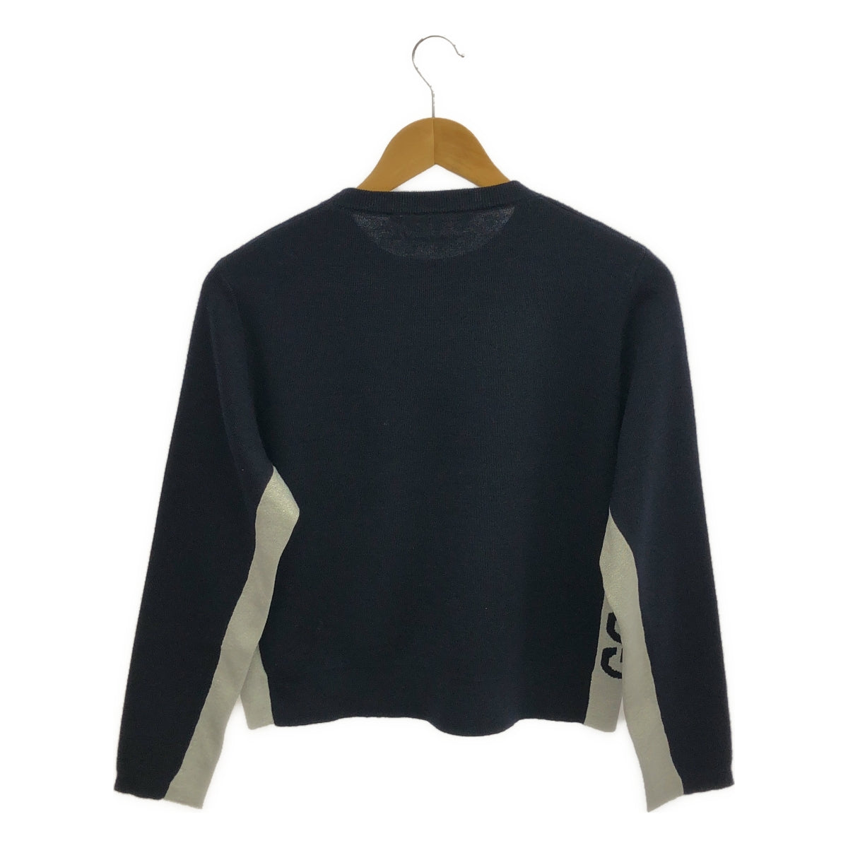 GOLDEN GOOSE | Sideline Logo Crew Neck Knit Pullover | XXS | Navy/Silver | Women's