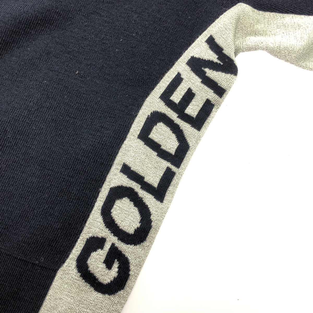 GOLDEN GOOSE / ゴールデングース | サイドライン ロゴ クルーネック ニット プルオーバー | XXS | ネイビー/シルバー | レディース