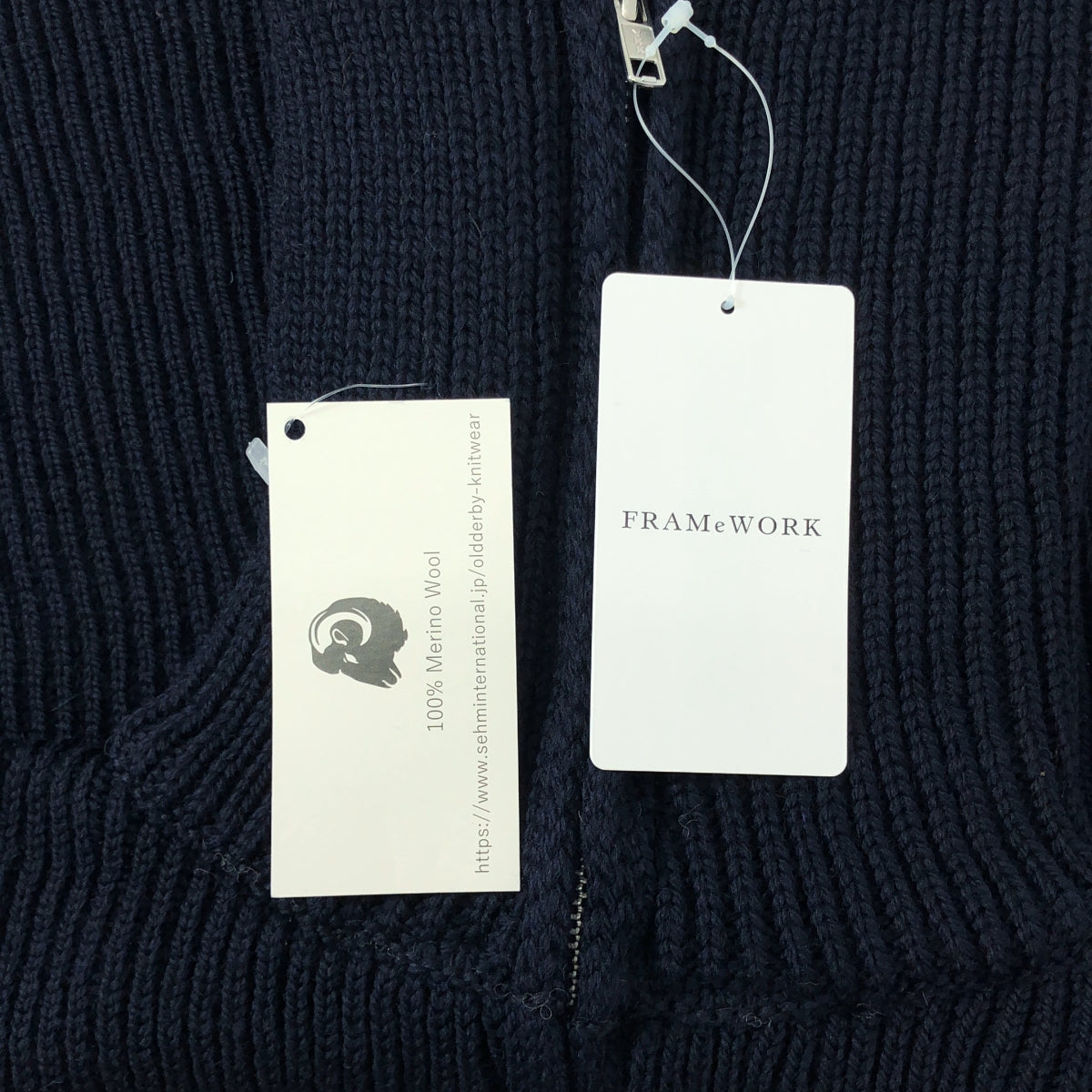 【美品】  Framework / フレームワーク | 2024AW | OLD DERBY 別注 ジップアップハイネックプルオーバーニット | 40 | ネイビー | レディース
