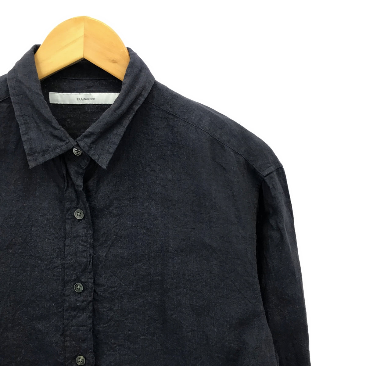 Framework | French linen regular collar shirt | F | Navy | Women's