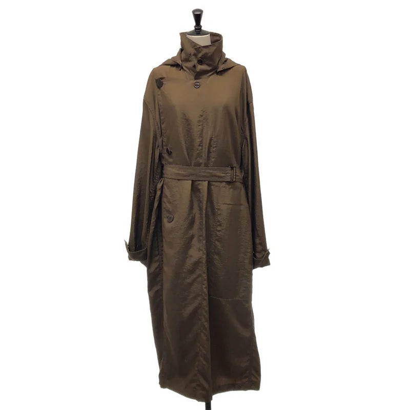 【美品】  LEMAIRE / ルメール | LIGHT TRENCHI COAT / ダブルブレスト ライト オーバー トレンチコート / フード着脱可 | M | ダークブラウン | レディース
