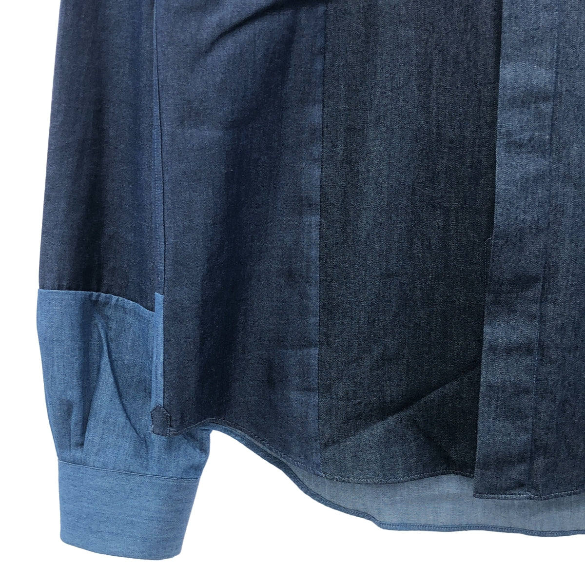 華倫天奴 | 短領靛藍棉拼接襯衫 | 尺寸 41 | 靛藍 | 男款