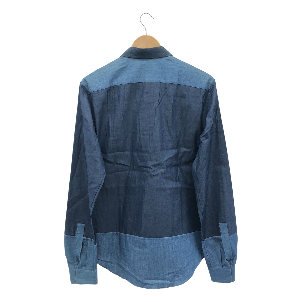 VALENTINO / ヴァレンティノ | ショートカラー インディゴ コットン パネル シャツ | 41 | インディゴ | メンズ