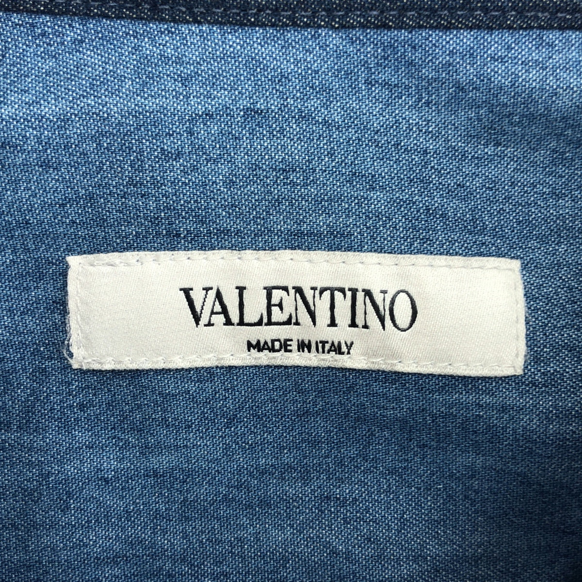 華倫天奴 | 短領靛藍棉拼接襯衫 | 尺寸 41 | 靛藍 | 男款