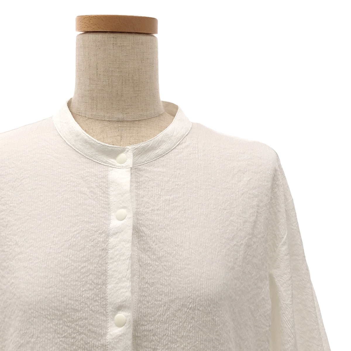 Re:poris | Band collar gathered shirt dress | S | White | Women's