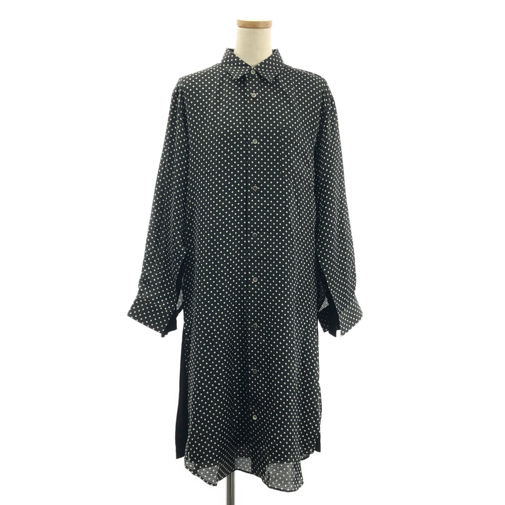 [近乎全新] JUNYA WATANABE COMME des GARÇONS / 渡邊淳彌 | 2019 秋冬 | 聚酯圓點印花層疊開衩襯衫裙 | M碼 | 黑/白 | 女款