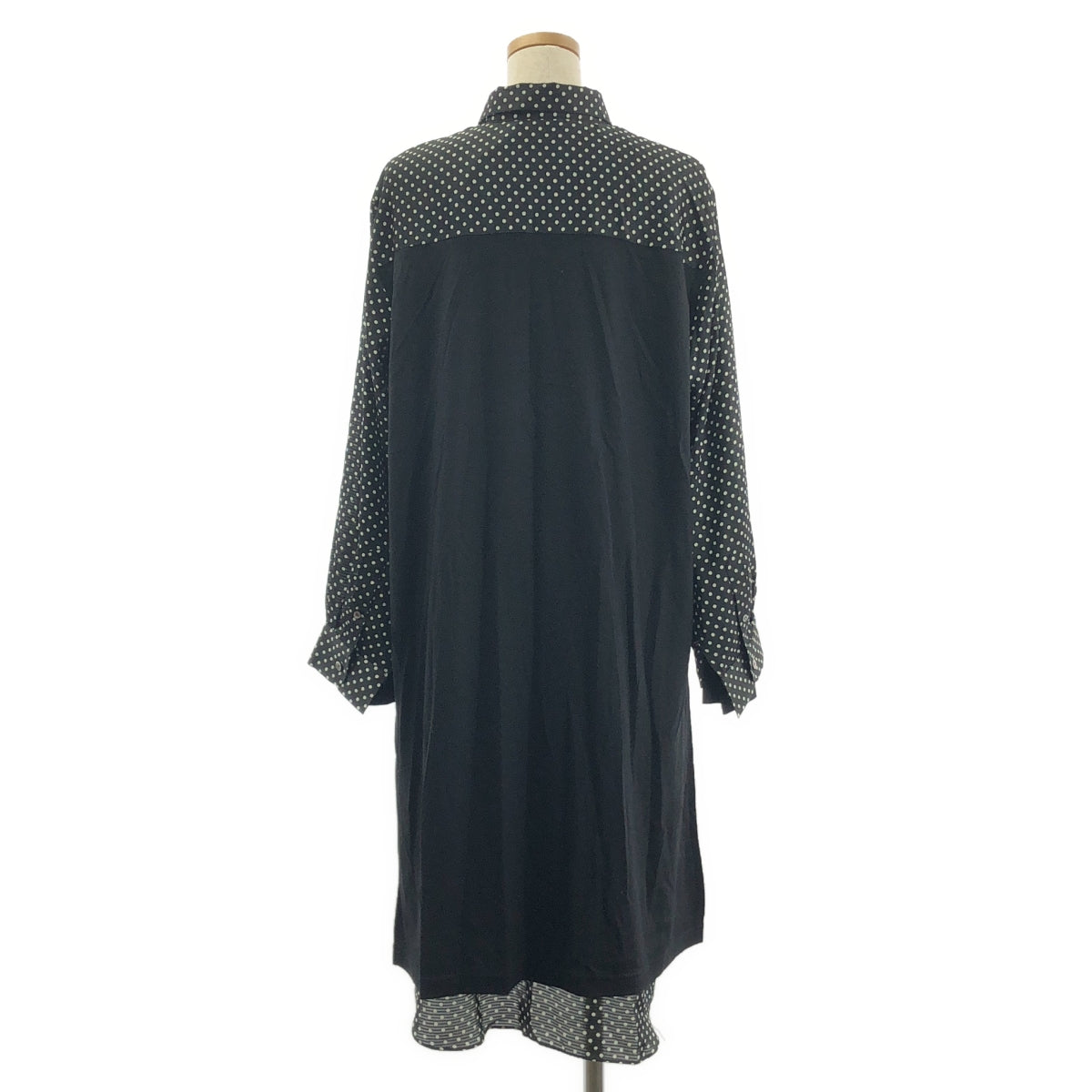 JUNYA WATANABE COMME des GARCONS / ジュンヤワタナベ | 2019AW | ポリエステル ドット 総柄 レイヤード スリット シャツ ワンピース | M | レディース