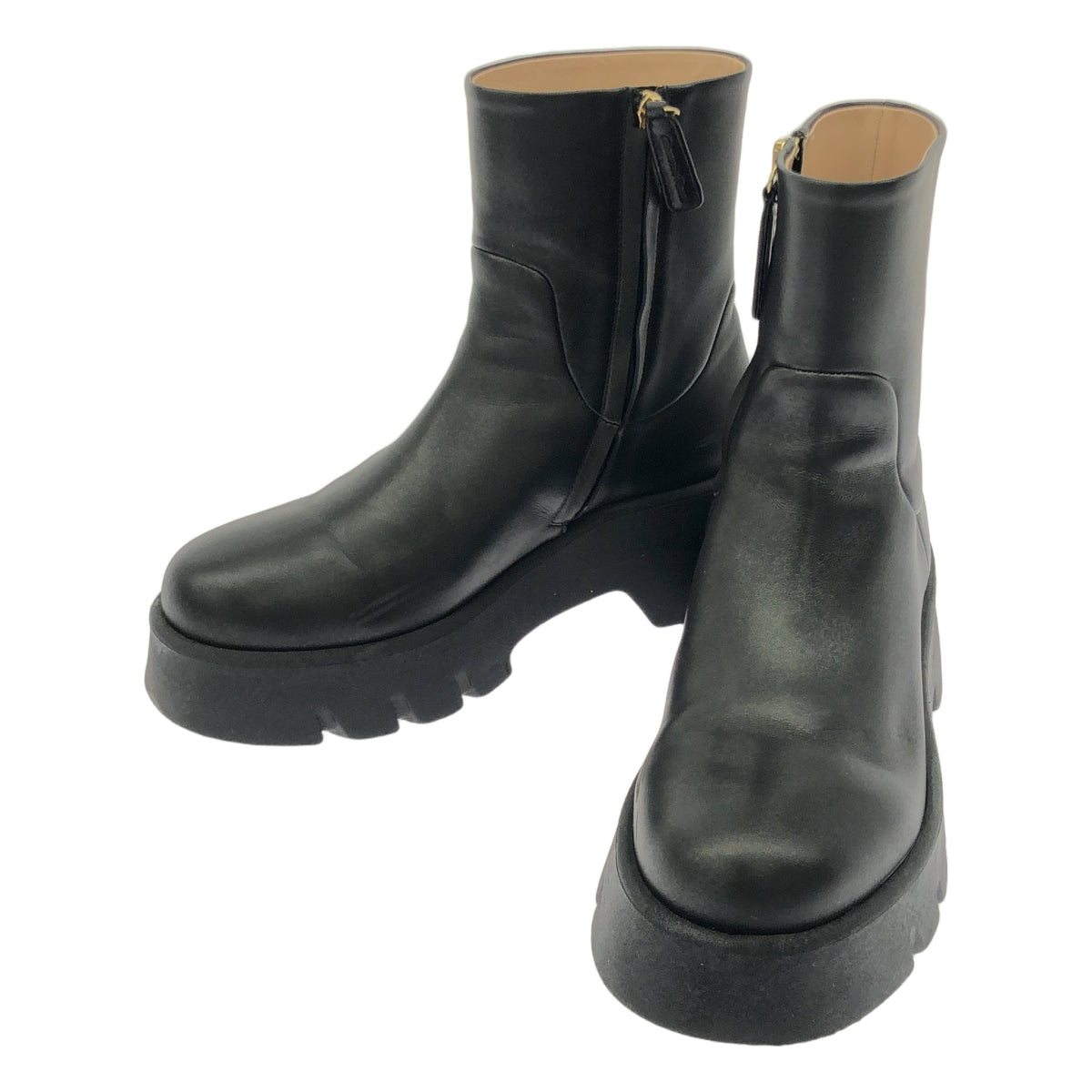 【美品】  L'Appartement / アパルトモン | 2023SS | 【 GIANVITO ROSSI / ジャンヴィト ロッシ 】 SHORT BOOTS / サイドジップ ショートブーツ | 38 | ブラック | レディース