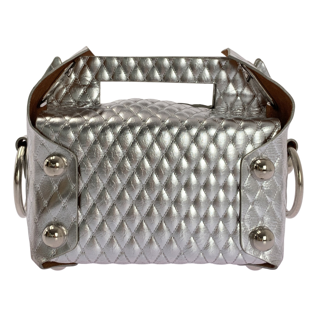 【美品】  MASU / エムエーエスユー | LEATHER CAKE BAG ケーキボックス レザーバッグ | シルバー | メンズ