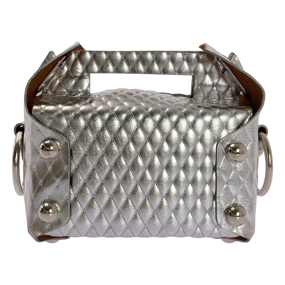 【美品】  MASU / エムエーエスユー | LEATHER CAKE BAG ケーキボックス レザーバッグ | シルバー | メンズ