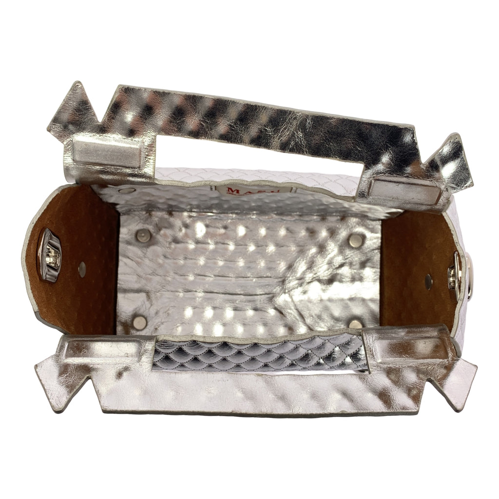 【美品】  MASU / エムエーエスユー | LEATHER CAKE BAG ケーキボックス レザーバッグ | シルバー | メンズ