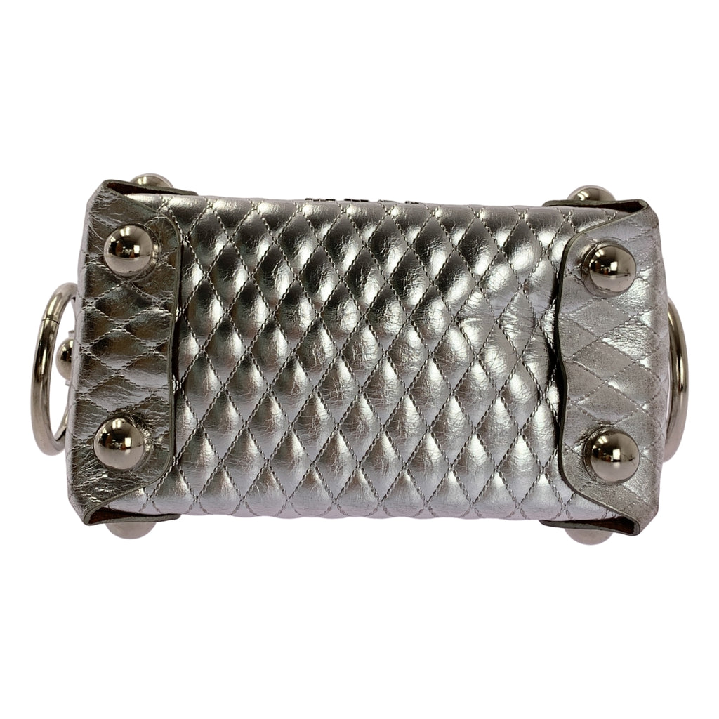 【美品】  MASU / エムエーエスユー | LEATHER CAKE BAG ケーキボックス レザーバッグ | シルバー | メンズ