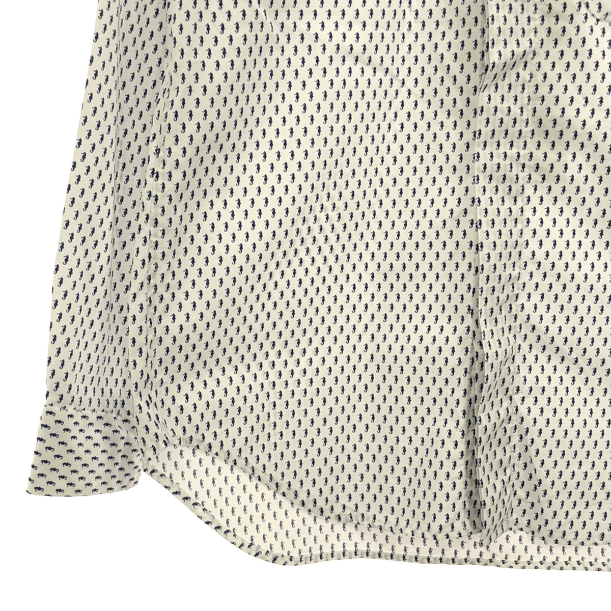 【美品】  Engineered Garments / エンジニアドガーメンツ | Short Collar Shirt Seahorse Print シーホース タツノオトシゴプリント ショートカラーシャツ | 1 | ホワイト | レディース