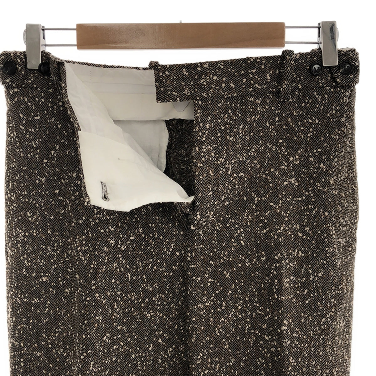 [狀況良好] BOTTEGA VENETA | 2021秋冬 |絲綢混紡人字紋休閒褲 |尺寸 36 |布朗 |女性的