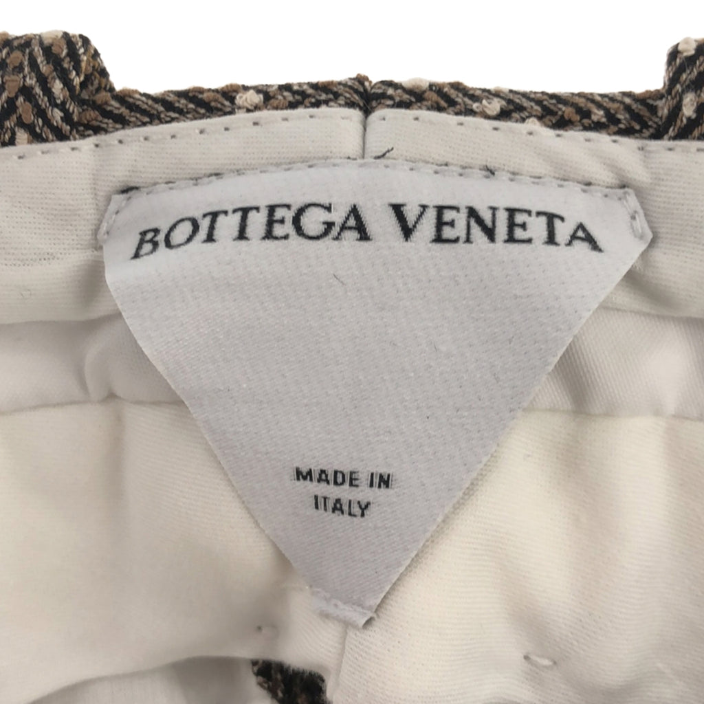 [狀況良好] BOTTEGA VENETA | 2021秋冬 |絲綢混紡人字紋休閒褲 |尺寸 36 |布朗 |女性的