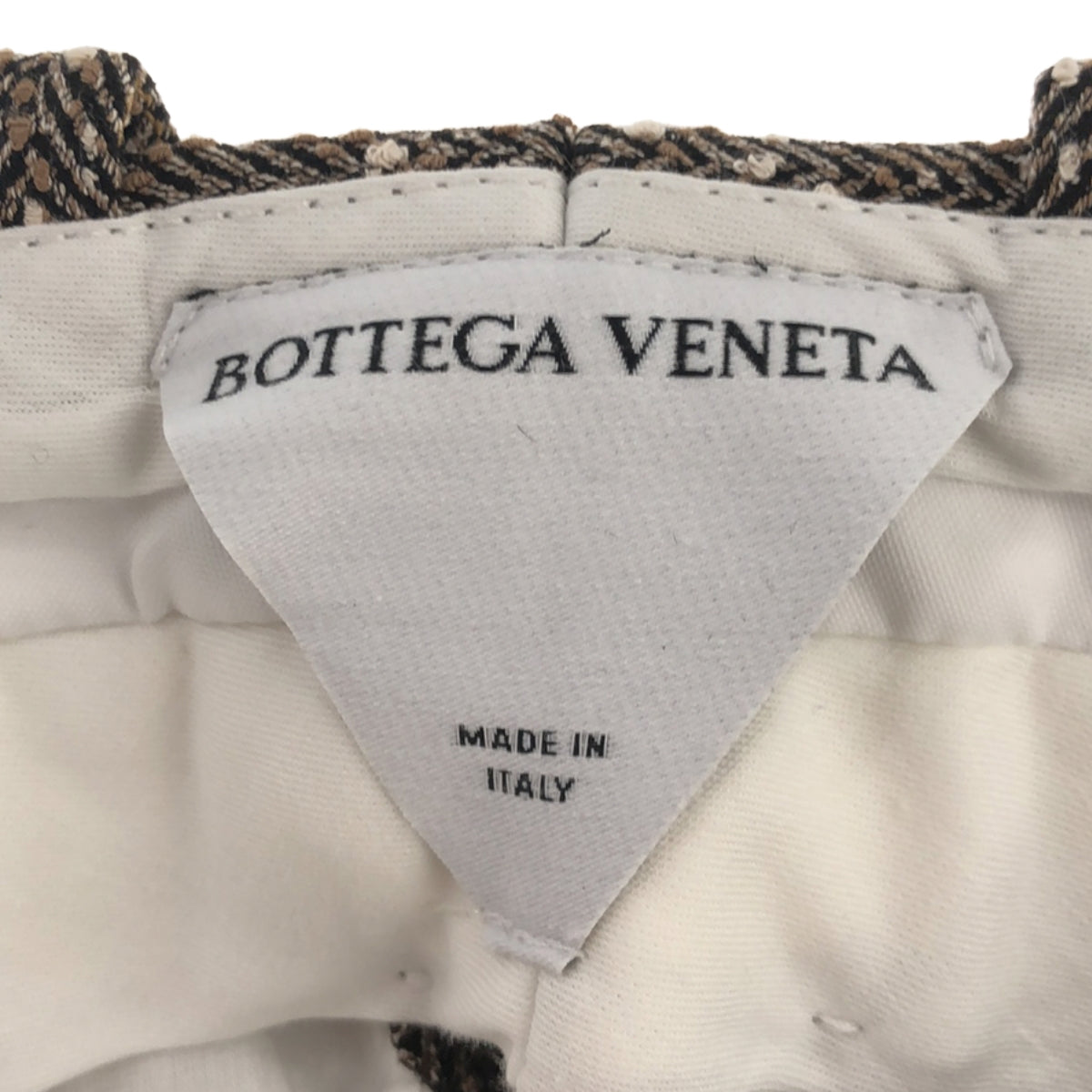 [狀況良好] BOTTEGA VENETA | 2021秋冬 |絲綢混紡人字紋休閒褲 |尺寸 36 |布朗 |女性的