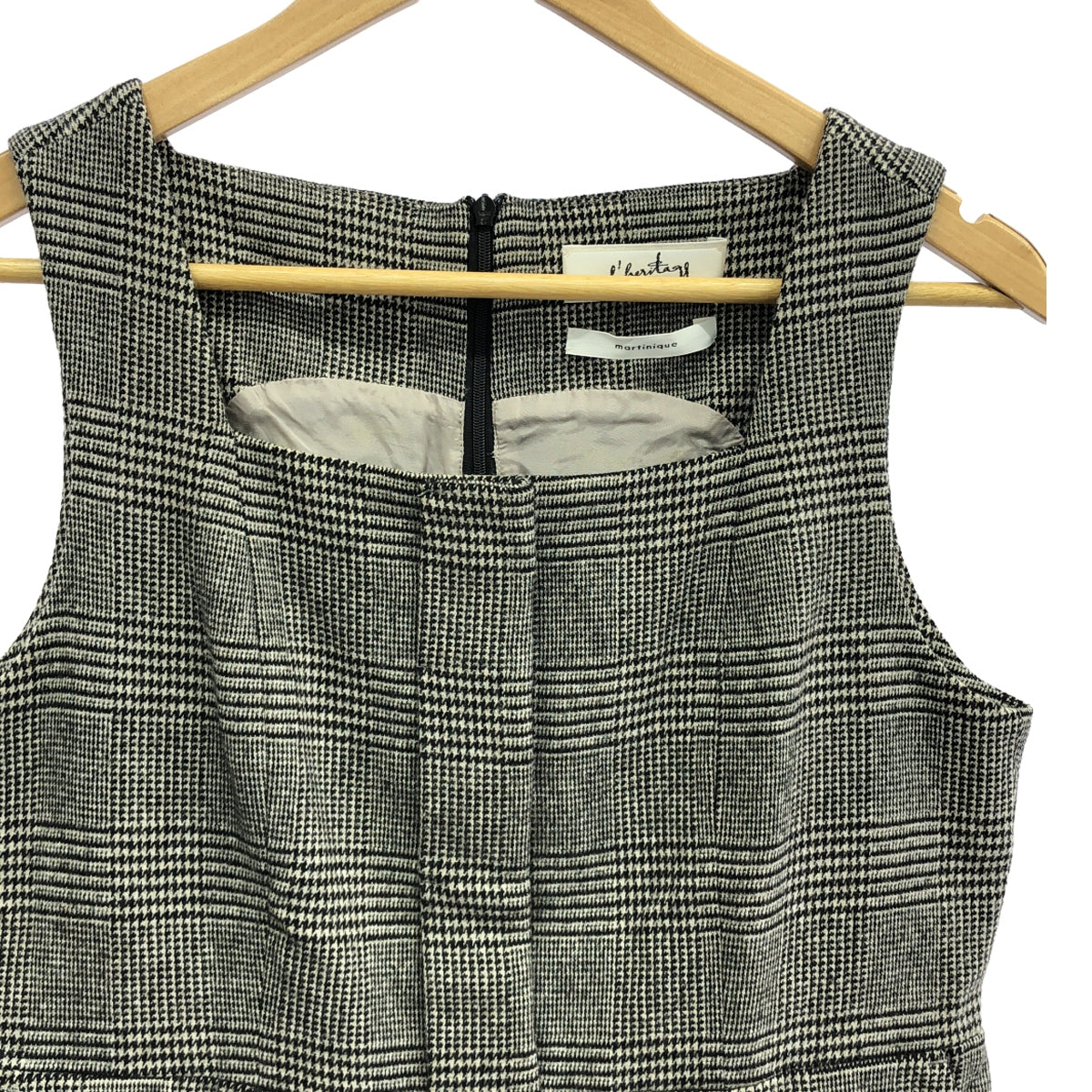 l'heritage martinique / レリタージュ マルティニーク | ウール混 格子柄 ノースリーブ ワンピース | F | ブラック | レディース