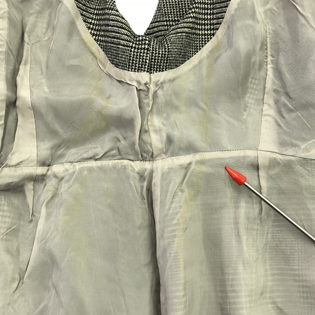 l'heritage martinique / 릴리타주 마르티니크 | 울 혼 격자 무늬 민소매 원피스 | F | 블랙 | 여성