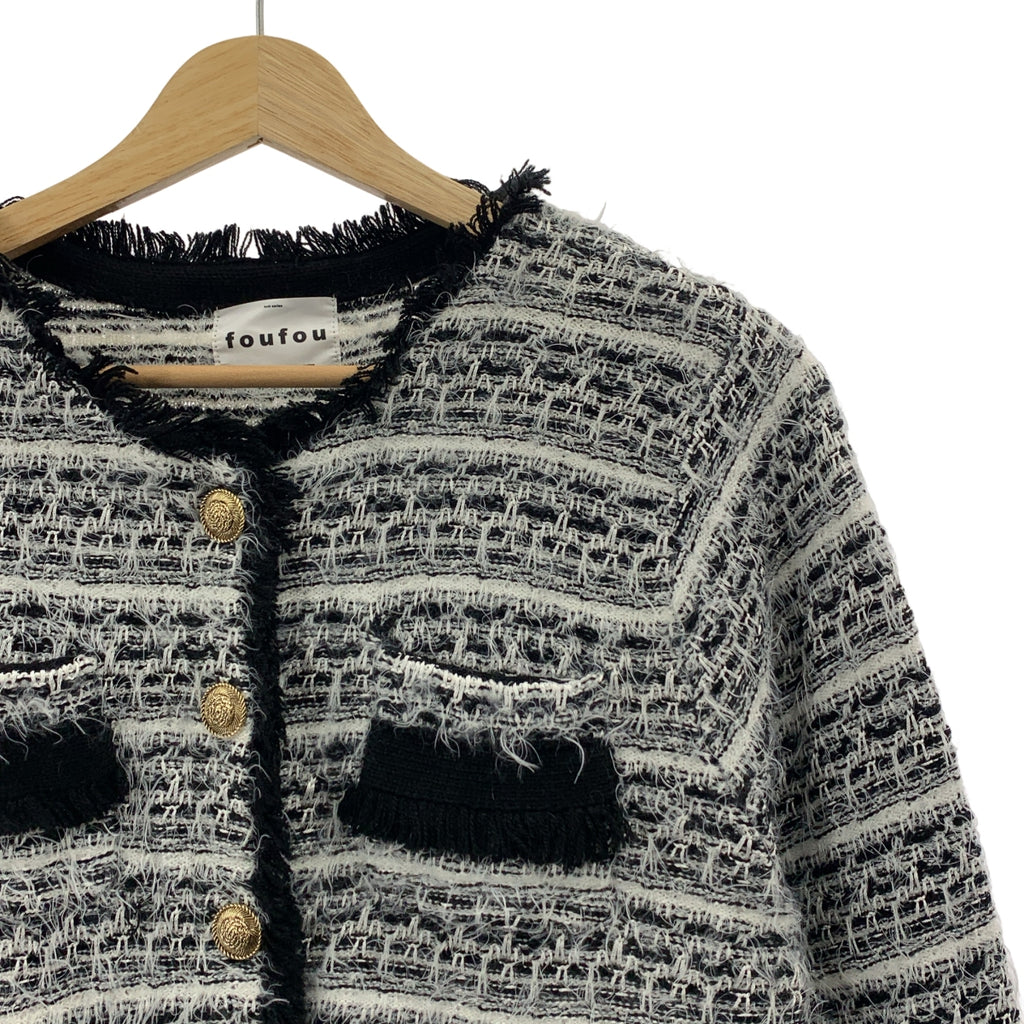 foufou / foufou | 粗花呢無領夾克 | F |