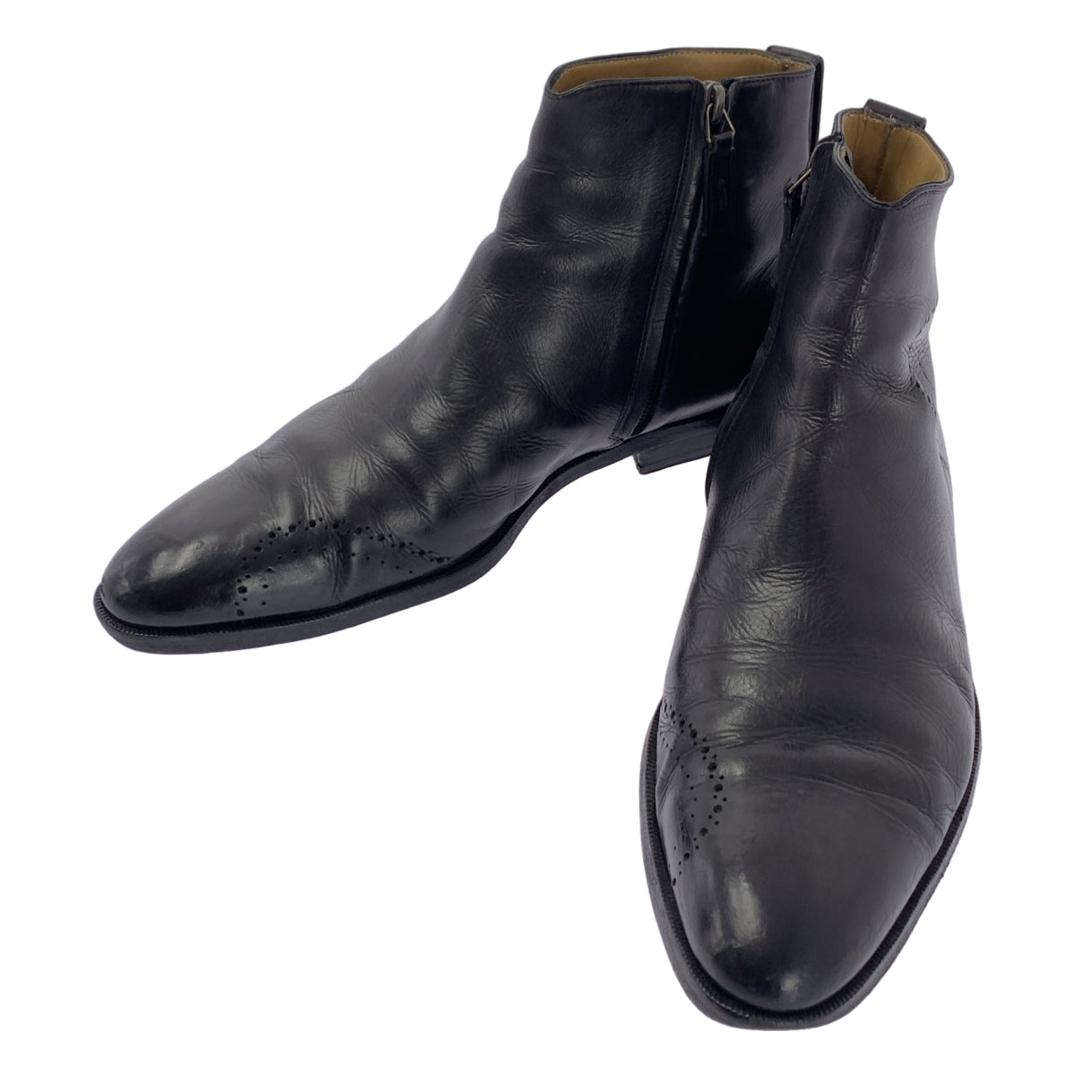 BERLUTI | 側拉鍊皮靴 | 7 碼 | 黑色 | 男款