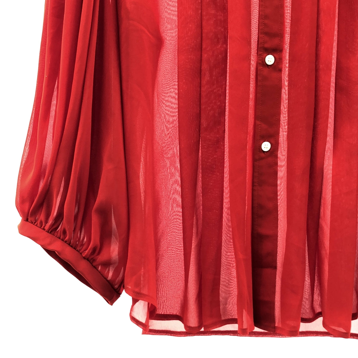 COMME des GARCONS COMME des GARCONS / 콤콤 | 2023AW | 쉬폰 탁 주름 셔츠 블라우스 | M | 레드 |