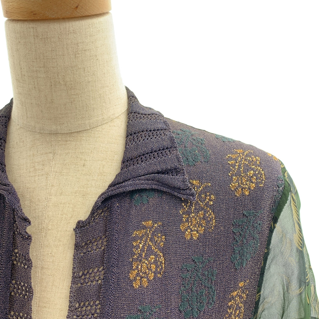 DRIES VAN NOTEN / ドリスヴァンノッテン | 異素材 シルク スキッパー ニットシャツ | 38 | レディース