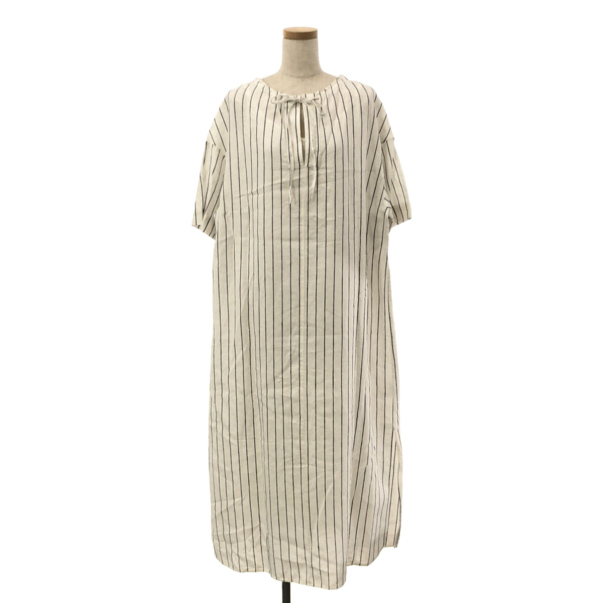 [Beautiful Condition] ebure | Linen Striped Shirt Dress | Size 36 | White/Blue | Women's