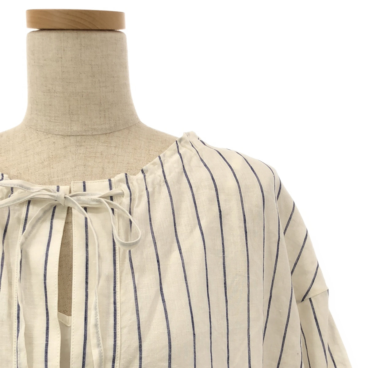 [Beautiful Condition] ebure | Linen Striped Shirt Dress | Size 36 | White/Blue | Women's