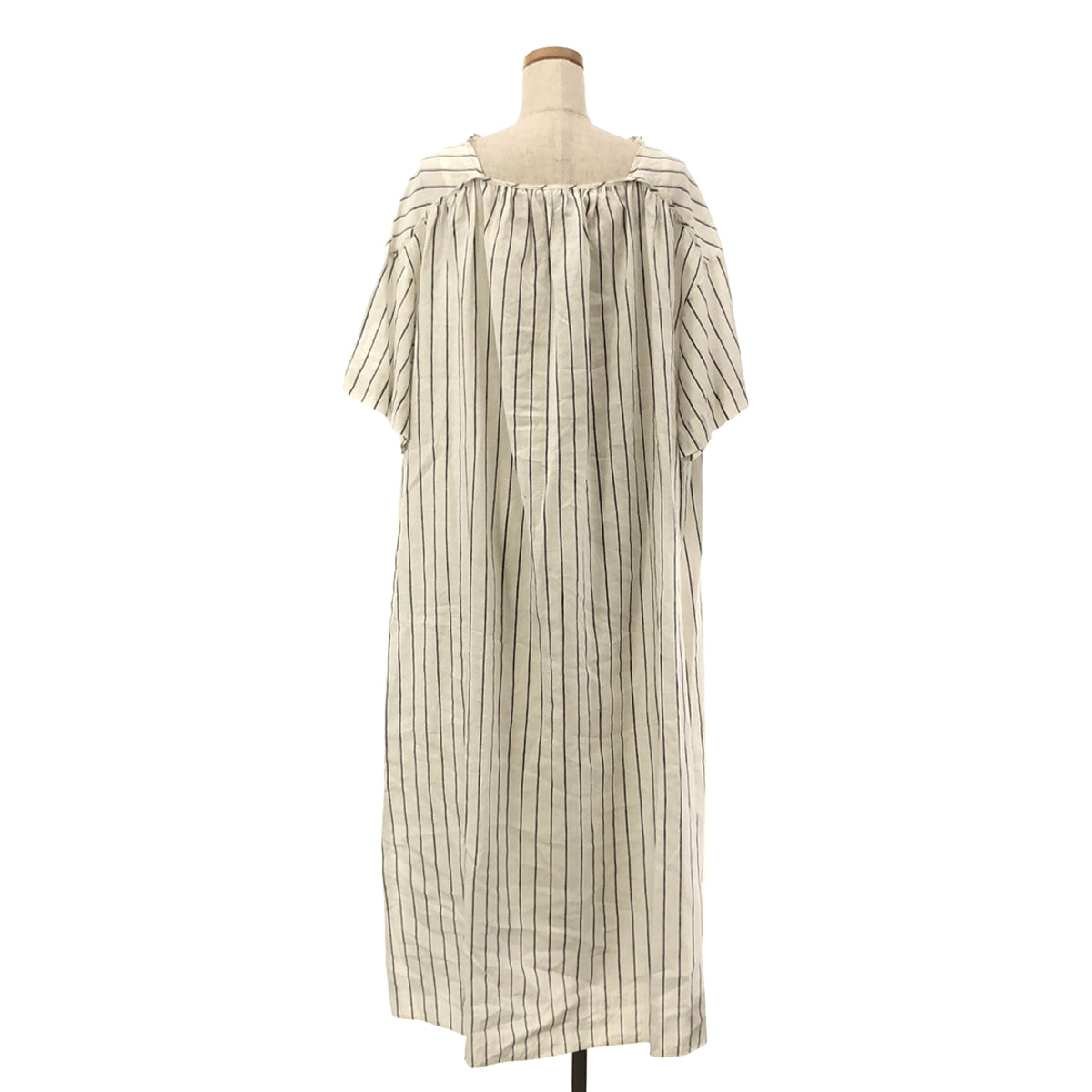 [Beautiful Condition] ebure | Linen Striped Shirt Dress | Size 36 | White/Blue | Women's