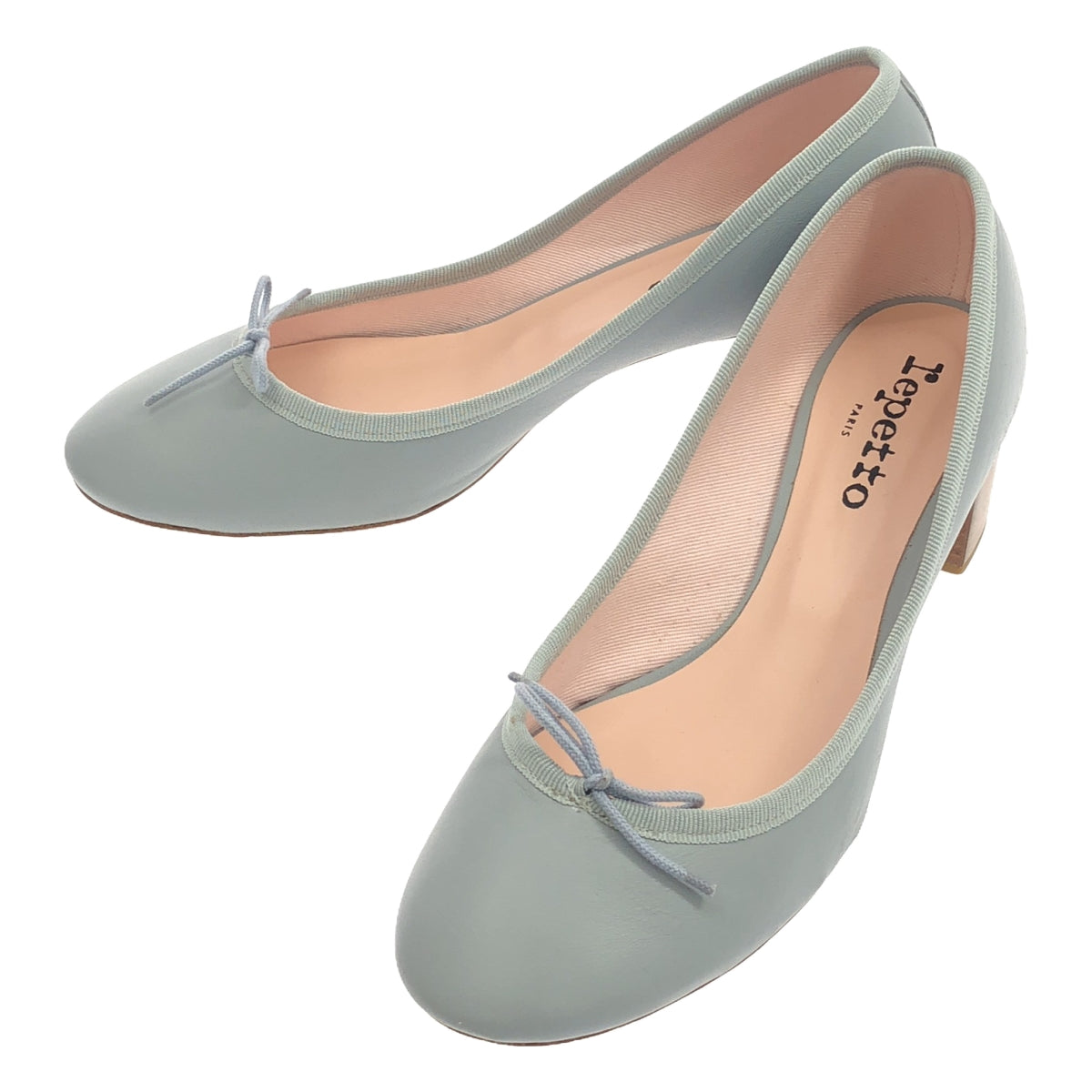 [Good Condition] Repetto | Farah Ballerina Leather Ribbon Heel Pumps | 37 1/2 | Light Blue | Women's