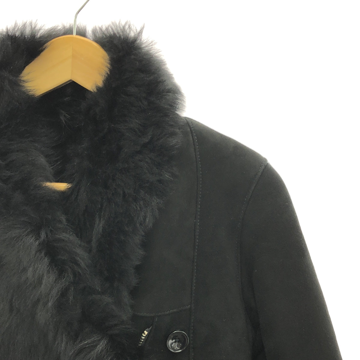 [狀況良好] 令人驚嘆的誘餌 |真正的 Mouton 皮革騎士夾克 | 1 |黑色 |女性的