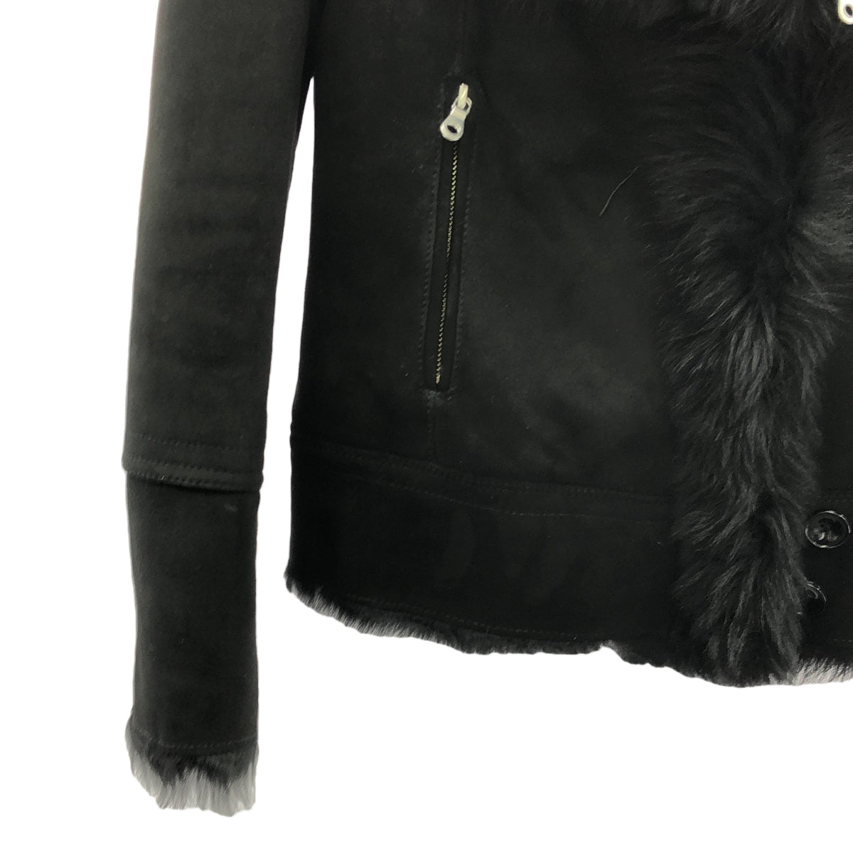 [狀況良好] 令人驚嘆的誘餌 |真正的 Mouton 皮革騎士夾克 | 1 |黑色 |女性的