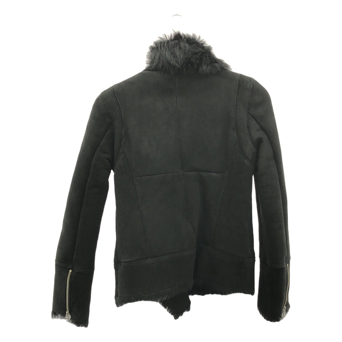 [狀況良好] 令人驚嘆的誘餌 |真正的 Mouton 皮革騎士夾克 | 1 |黑色 |女性的