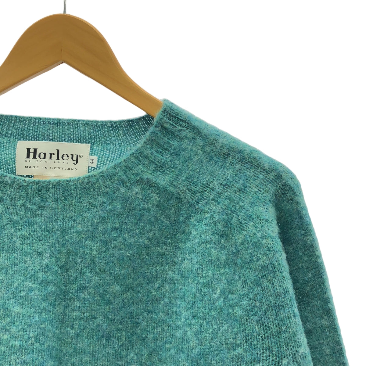 【美品】  Harley Of Scotland / ハーレーオブスコットランド | ウール クルーネック ニット セーター | 44 | ブルー系 | メンズ