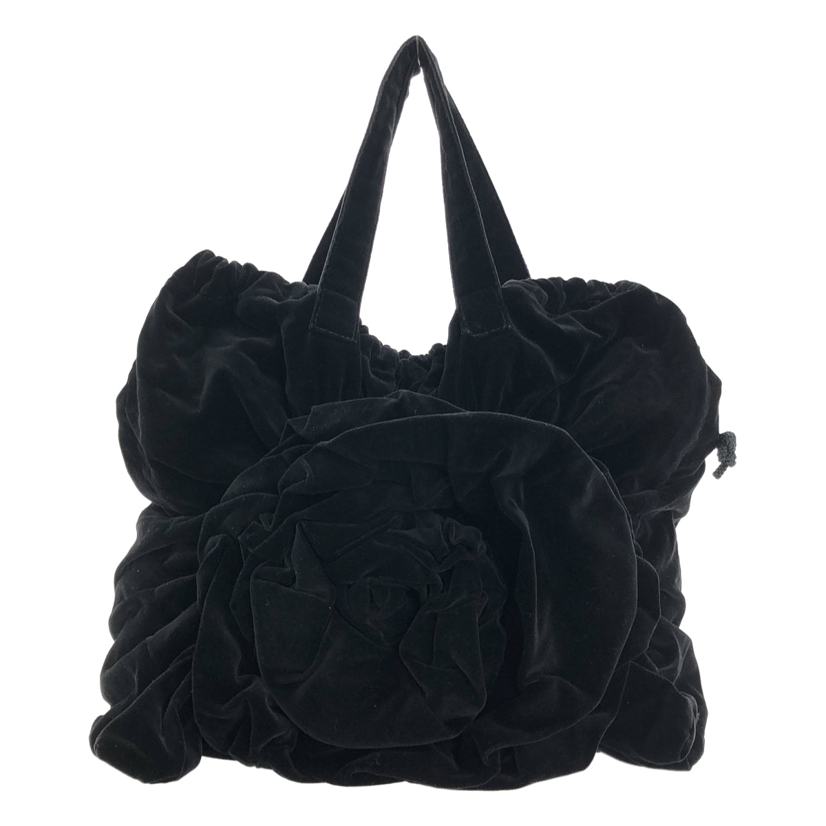 COMME des GARCONS / 콤데 갤슨 | 벨루어 플라워 장식 드로 스트링 건착 핸드 토트 백 |