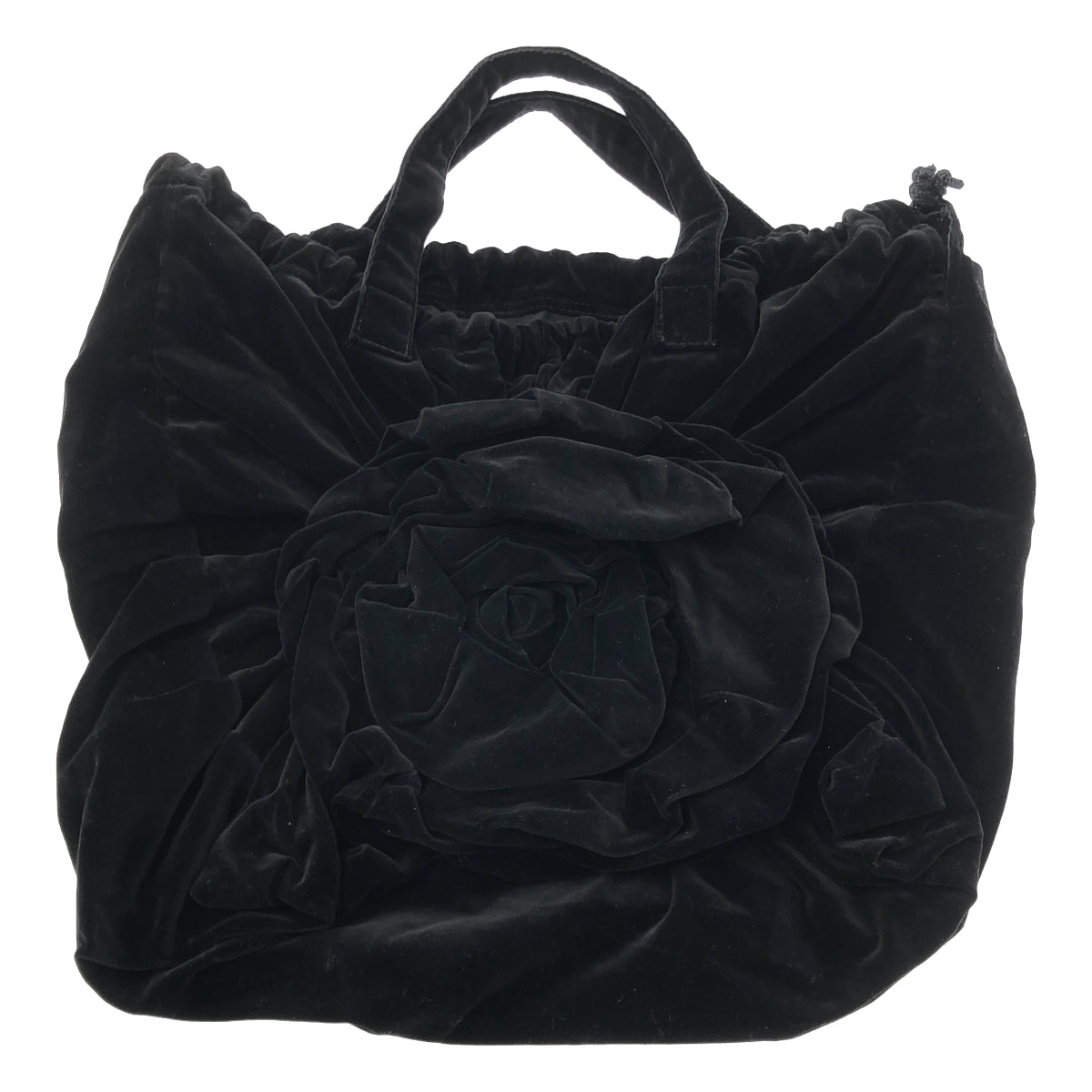 COMME des GARCONS / 콤데 갤슨 | 벨루어 플라워 장식 드로 스트링 건착 핸드 토트 백 |